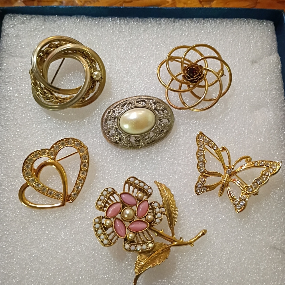 Vintage Brooch Lot Of Six